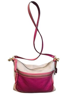 Coach Perri Colorblock Two-Tone Cream and Pink Crossbody Bag — EUC
